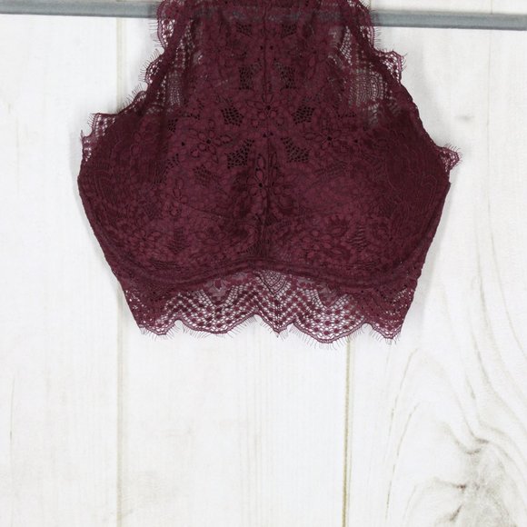 Victorias Secret Pink Purple Floral Lace Racer Back Push Up Bralette Size S - Picture 3 of 10